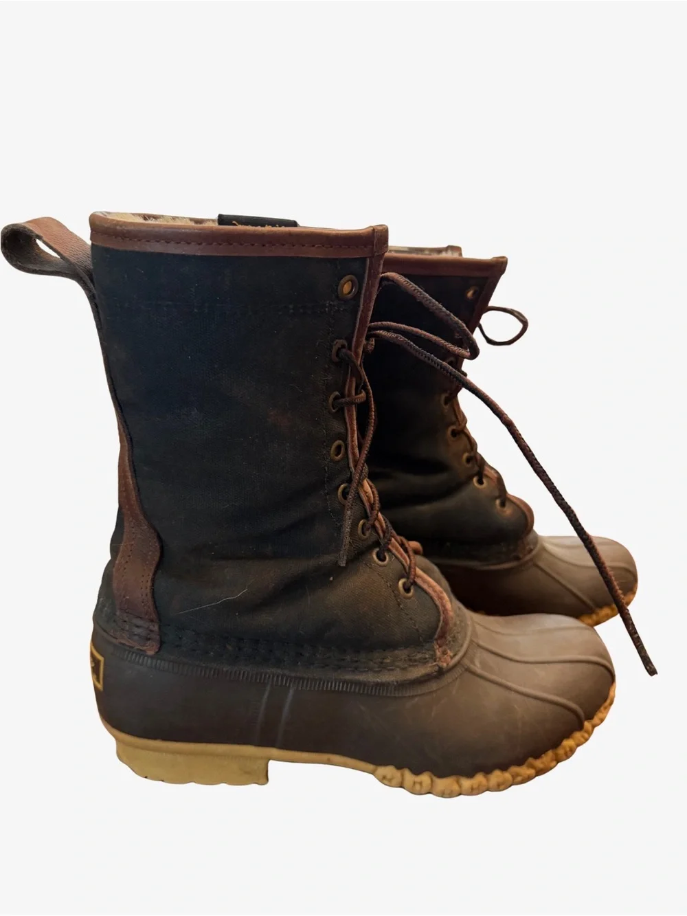 L.L. Bean Women's Brown and Tan Insulated Lace-Up Winter Boots